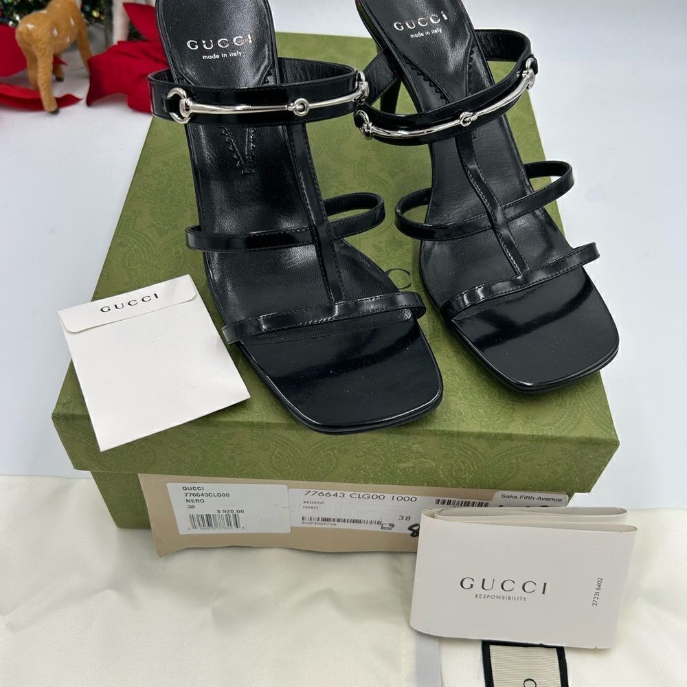 Women’s Gucci, leather Horsebit sandals size 38 made in Italy - Picture 4 of 9